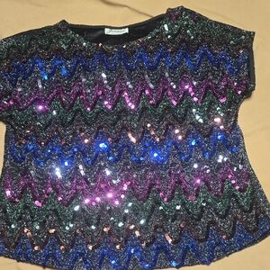 Dazzling Sequin Zigzag Blouse - Multicolor